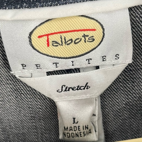 Talbots Vintage Petite Cropped Dark Wash Button Details Pockets Denim Jacket - Picture 3 of 9